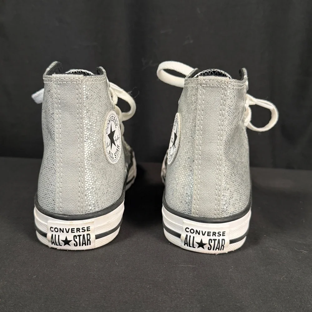 Converse Chuck Taylor All Star High Top PS Glitter Silver A01477C Youth Girls 2